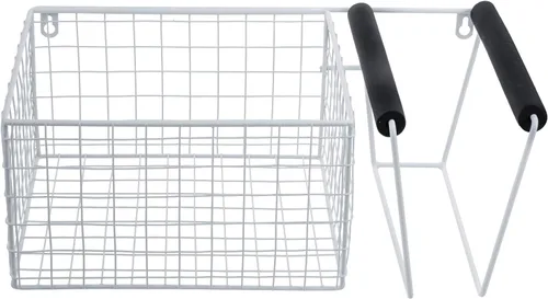 Miniatura 6 de MyGift 16 Inch Wall Mounted Metal Pickleball Paddle Rack and Storage, Hanging Equipment Organizer with Racket Holder and Basket for Balls