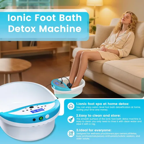Miniatura 2 de LeCuag Máquina de desintoxicación iónica para baño de pies, máquina de spa de pies para uso doméstico, bañera de baño de pies con cinturón