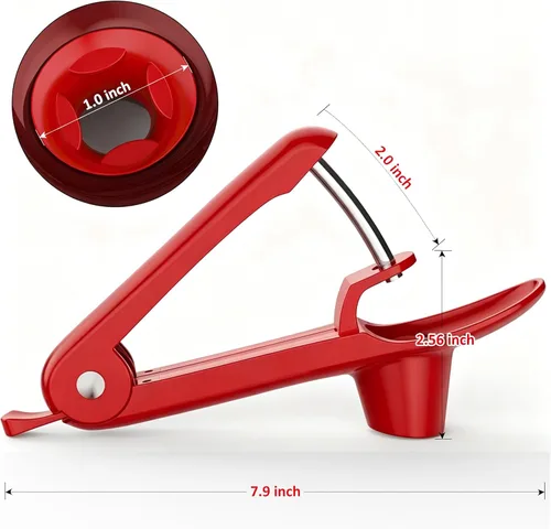 Miniatura 5 de Cherry Pitter - Makmzoon - Cortador de cerezas de acero inoxidable para hacer mermelada de cereza (rojo)
