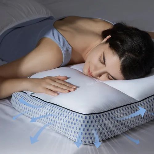 Miniatura 4 de Glaciman Almohada de espuma viscoelástica triturada para personas que duermen de lado y boca arriba - almohada ergonómica firme para aliviar