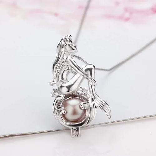 Miniatura 4 de Colgantes de Jaula de Sirena Encantada de Plata de Ley 925 Dijes de Manualidades para Collar Pulsera DIY Fabricación de Joyas