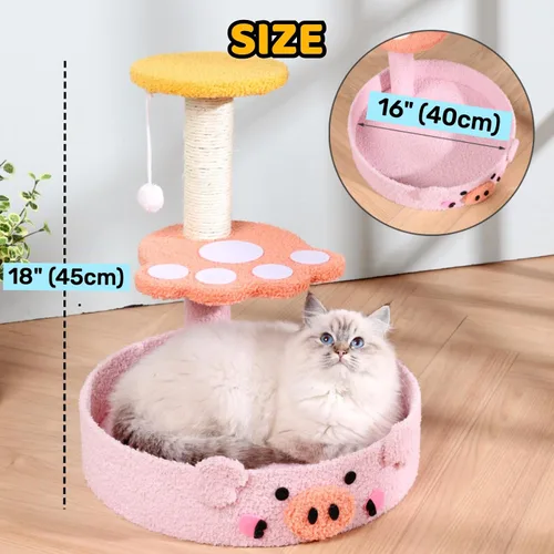 Miniatura 3 de Lindo árbol de gato de peluche decorativo para gatos, torre de dibujos animados, divertida plataforma de diversión, rascador de sisal natural