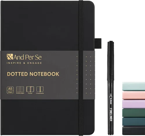 Miniatura 28 de &And Per Se Juego de diario y bolígrafo forrados, cuaderno A5 de tapa dura de cuero con bolígrafo y juego de papelería, 160 páginas de 3.53 oz/m²
