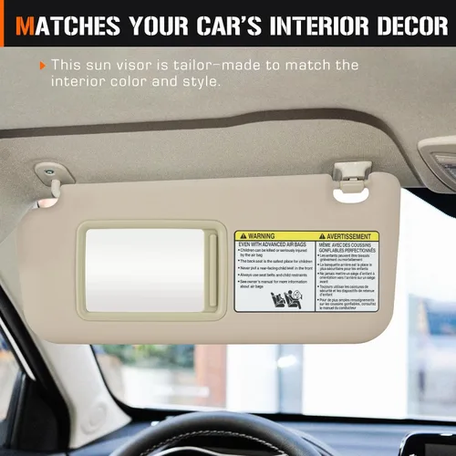Miniatura 8 de Visera solar izquierda y derecha con luz de tocador para Toyota RAV4 2006-2013, lado del conductor y pasajero, repuesto de visera solar beige