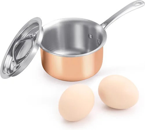 Miniatura 13 de Mini sartén, olla de acero inoxidable de tres capas con mango que se mantiene fresco, salsa térmica y aceite (4 pulgadas/0.12 cuartos de galón)