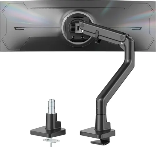 monTEK Brazo de monitor de alta resistencia para pantalla curvada ultraancha de 17-57", soporta hasta 59.4 libras, brazo de resorte de gas