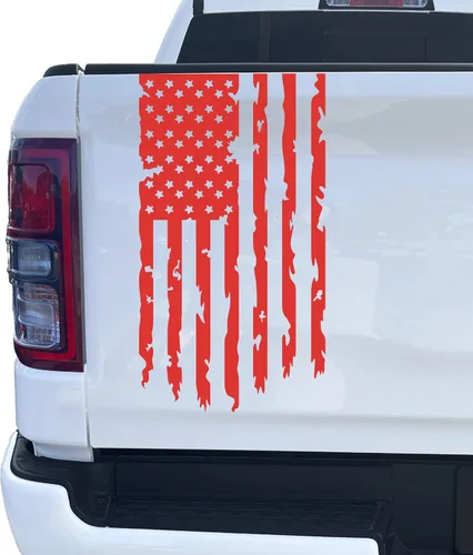 Miniatura 11 de Aldera Graphics Calcomanía de vinilo con la bandera de Estados Unidos de Estados Unidos envejecida compatible con la mayoría de las camionetas