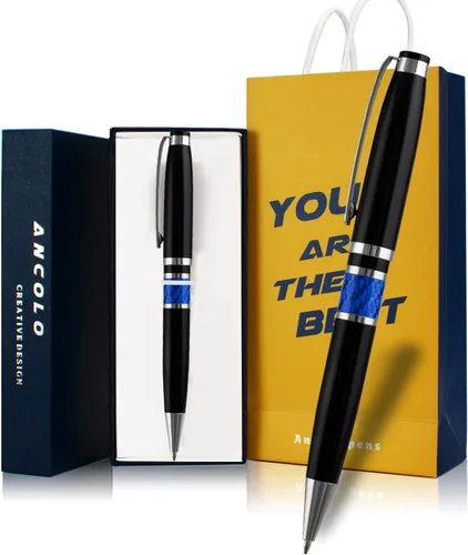 Miniatura 10 de Ancolo Bolígrafo personalizado: bolígrafos ejecutivos para hombres, mujeres, caja de regalo de bolígrafo de metal y 2 recambios de tinta negra Rojo