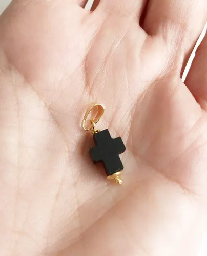 Miniatura 4 de Colgantes de protección de piedra de cruz de Azabache para cadenas Dije Mal de Ojo