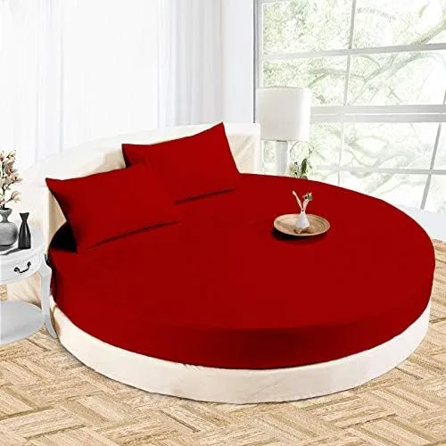 Miniatura 18 de Sábana bajera redonda 100% algodón de 800 hilos, 1 sábana bajera/inferior de 18 pulgadas de profundidad y 2 fundas de almohada, juego de sábanas
