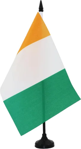 Miniatura 160 de AZ FLAG Sierra Leone Bandera de mesa 5'' x 8'' - Bandera de escritorio de Sierra Leona 21 x 14 cm - Bastón y base de plástico negro