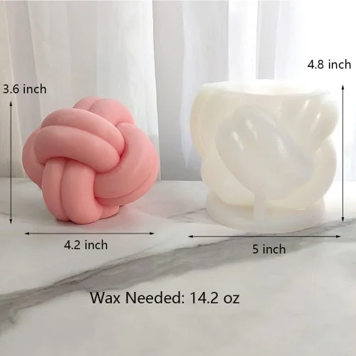 Miniatura 3 de Molde de vela de nudo torcido de bola redonda, moldes de silicona de hilo curvado para resina de cera, velas geométricas hechas a mano