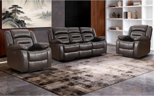Miniatura 17 de EBELLO Sofá Reclinable Eléctrico de Piel Sintética para Dos Personas, Juego de Sofá Reclinable de 3 Asientos, Juego de Sillón Sofá Reclinable Marrón