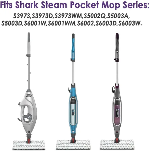 Miniatura 4 de Paquete de 2 almohadillas de repuesto para trapeador de vapor Shark Lift-Away Pro Steam Pocket Mop S3973 S3973D S3973WM y Genius Steam Pocket Mop