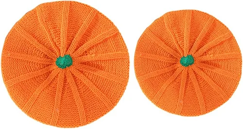 Miniatura 3 de Gorro de boina de punto de calabaza, gorro de felpa para niños pequeños, lindo gorro cálido de invierno para bebé, madre, adulto, Halloween