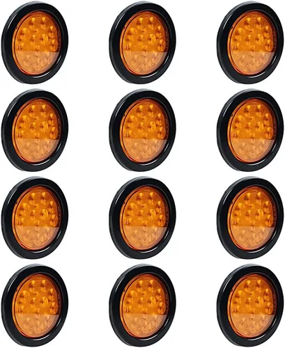 Miniatura 16 de Kit de tapones de cableado con cubierta de hule para luz trasera LED redonda de 4", 12 ledes, para RV, camioneta Luz roja - Lente transparente