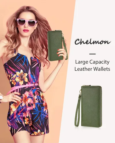 Miniatura 7 de Chelmon - Monedero para mujer de cuero genuino con bloqueo de señal RFID, para tarjetas de crédito