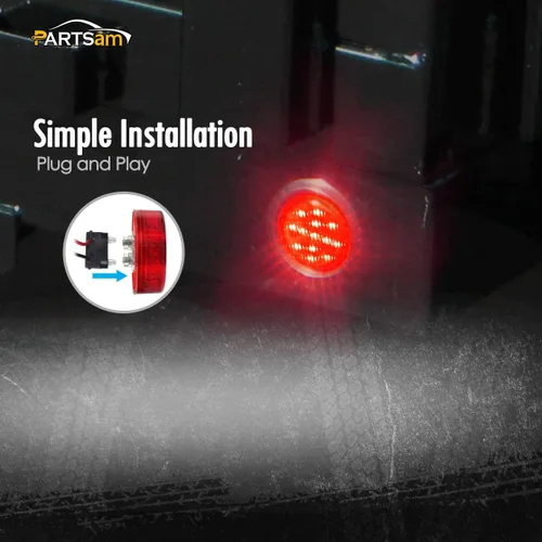 Miniatura 4 de Partsam 10 luces redondas rojas de 2.5 con 13 luces LED laterales [aprobadas por DOT] para camión de remolque de 12 V, uso universal, selladas a Rojo