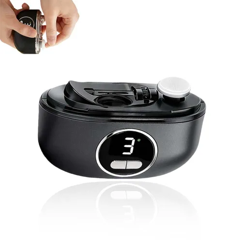 Cortaúñas eléctrico automático, recortador de uñas eléctrico 3 en 1 con luz LED, diseño mejorado de doble hoja, molinillo de uñas eléctrico