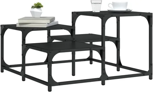 Side Tables Living Room Home Decor Living roomCoffee Table Black 26.8"x26.8"x15.7" Engineered WoodSuitable for bedrooms, Living Rooms, and Dining