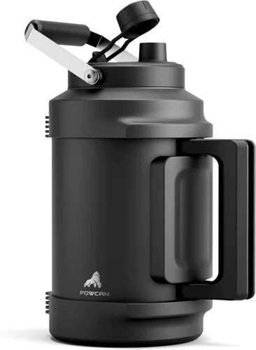 Miniatura 11 de Botella de agua aislada de 64 oz para gimnasio: tapa de boquilla de pajita 2 en 1, asa doble, a prueba de fugas, mantiene el frío 36H, jarra de agua