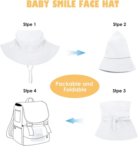 Miniatura 6 de Sombrero de sol para bebé, protección solar UPF 50+, sombrero de pescador para niños, sombrero de verano para playa, sombrero de ala ancha