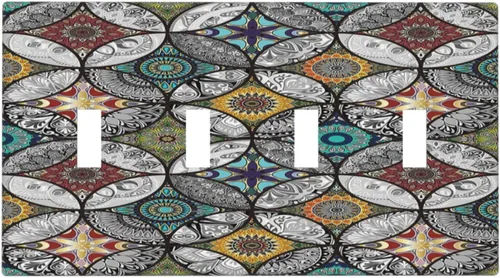 Miniatura 59 de Cubierta decorativa para interruptor de luz, diseño de pájaros y flores florales en blanco y negro, 2 bandas, cubierta decorativa para pared, placa