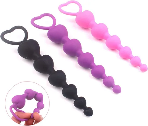 Miniatura 2 de Perlas de corazón Enchufe anal suave Juguetes de ano Bolas grandes de silicona estimulantes del punto G Tapones para los glúteos Sexo para adultos