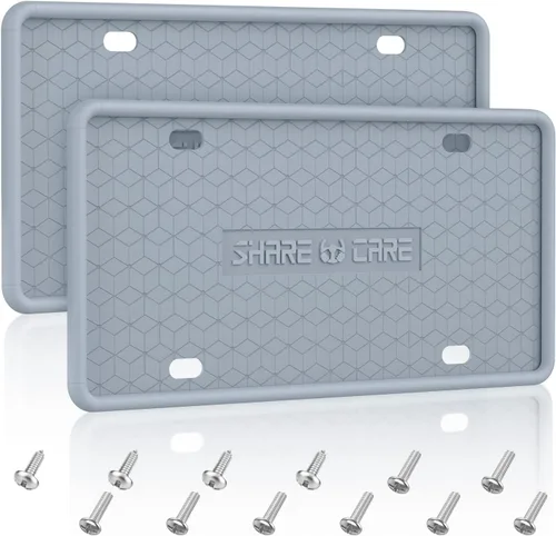 Miniatura 20 de QiqaMole Paquete de 2 marcos de silicona para matrícula, cubierta delantera y trasera, soporte para placa de matrícula a prueba de óxido, a prueba