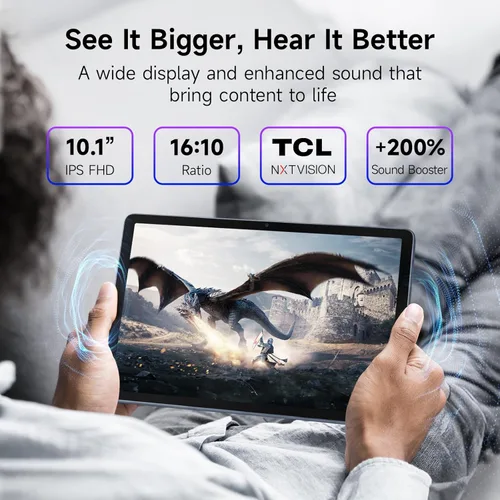 Miniatura 2 de TCL Tableta Android TAB 10 Gen 4, pantalla FHD IPS de 10.1 pulgadas, CPU Octa-Core, 12 GB de RAM (4 GB+8 GB), 128 GB de almacenamiento, batería