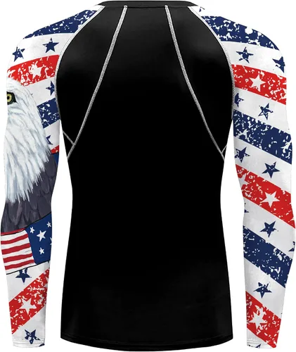 Miniatura 3 de Men's Rash Guard Shirts Long Sleeves UPF 50+ BJJ Jiu Jitsu Compression Shirt Sports Fitness Gym Swimming Tops