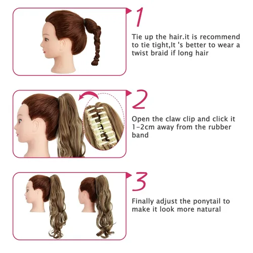 Miniatura 5 de OMGREAT Extensión de cola de caballo de 18 pulgadas de largo, extensiones de cabello rizado de una pieza con clip en cola de caballo sintéticas