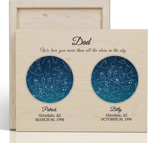 Bohva Regalos personalizados para el Día del Padre para papá de parte de hija e hijo, mapa de estrellas personalizado para papá, regalos de
