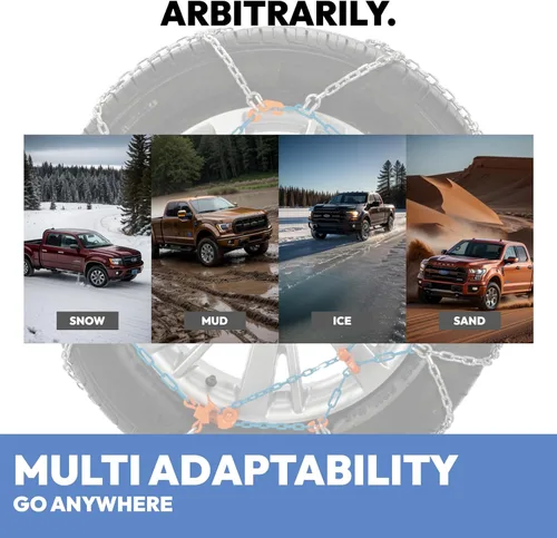 Miniatura 5 de Cadenas de nieve para automóvil, SUV, camión y camioneta, cadenas de neumáticos de emergencia universales, compatibles con ancho de neumático 180