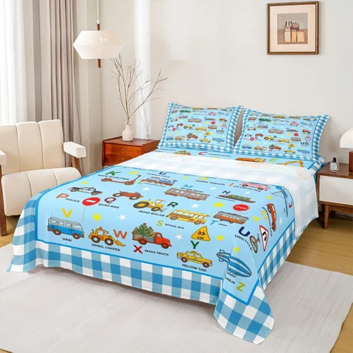 Miniatura 18 de Juego de sábanas de vehículos de rescate, tamaño individual, juego de ropa de cama de ambulancia de coche de policía, camión de bomberos, decoración