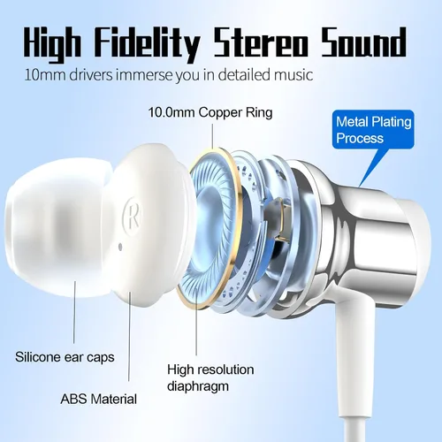 Miniatura 3 de Auriculares USB C para Samsung S25 S24 S23 Ultra FE S22 A55 A54 Auriculares con cable magnéticos tipo C con micrófono Control de volumen Cancelación