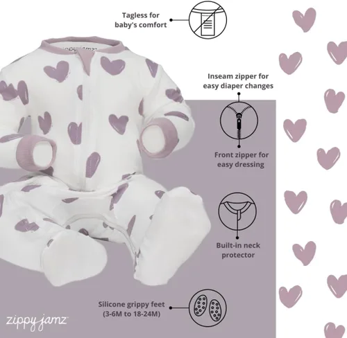 Miniatura 57 de ZippyJamz - Pijama orgánica para bebé con pies y cremallera para cambiar pañales fácil y rápido