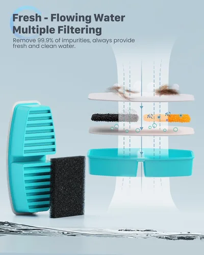 Miniatura 7 de Fuente de agua inalámbrica para gatos: fuente para mascotas de acero inoxidable operada por pilas, dispensador automático de agua inalámbrico