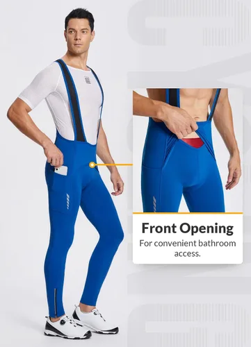 Miniatura 2 de BALEAF Pantalones de ciclismo de invierno para hombre, con acolchado 4D, térmicas, resistentes al agua, para ciclismo, para clima frío, bolsillos