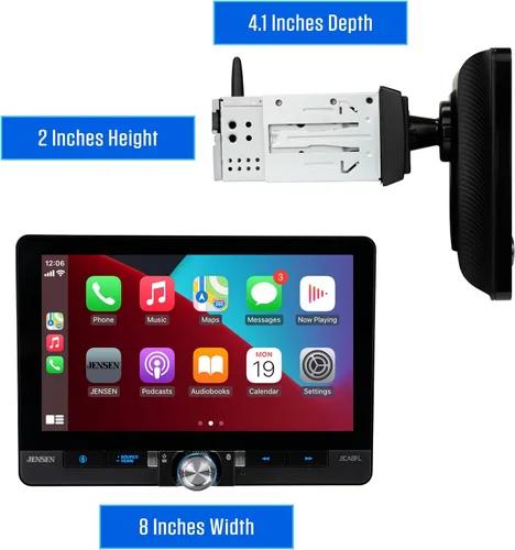 Miniatura 6 de Jensen J1CA8FL 8 pulgadas certificado Apple CarPlay Android Auto con cable o inalámbrico Pantalla táctil DIN simple y doble DIN Radio estéreo