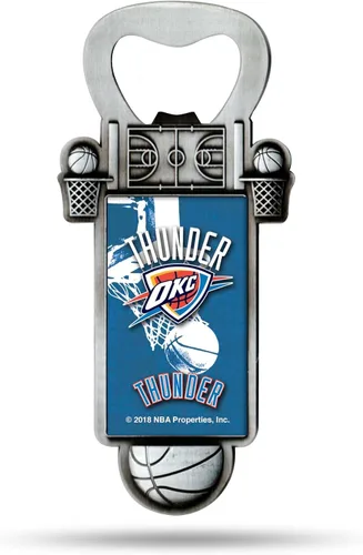 Miniatura 18 de Rico Industries Abrebotellas magnético de baloncesto de la NBA, acero inoxidable, imán fuerte para exhibir en el refrigerador