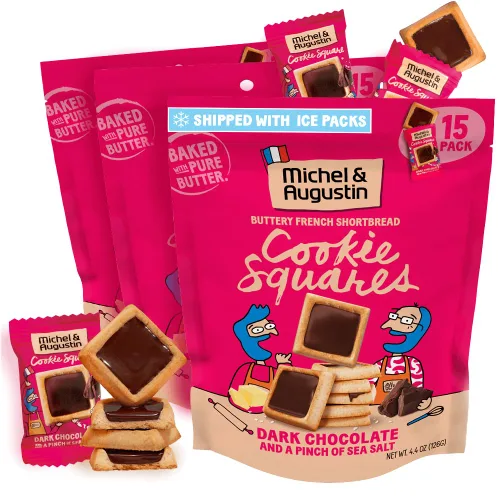 Miniatura 14 de Michel et Augustin Paquete variado de bolsas para galletas, 2 sabores: chocolate con leche y caramelo + chocolate con leche y avellana, 15 galletas