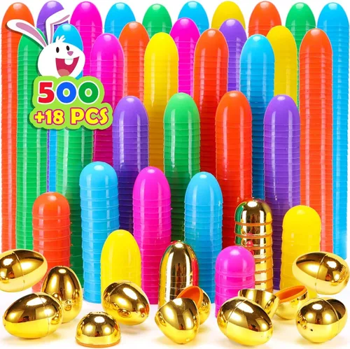 Miniatura 10 de 2000 huevos de Pascua, huevos de Pascua de plástico de colores brillantes surtidos de 2.4 pulgadas, huevos de Pascua vacíos para búsqueda de Pascua