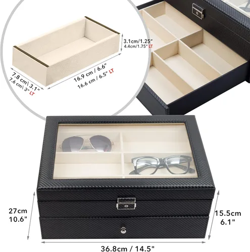 Miniatura 2 de Organizador grande de la caja de almacenamiento de la vitrina de gafas de sol de gafas