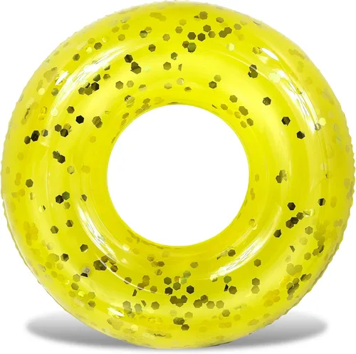 Miniatura 20 de POZA Flotador de Tubo Inflable para Piscina – Anillo de natación de confeti brillante, Tubo Inflable de Servicio Pesado Resistente a los Rayos UV Oro