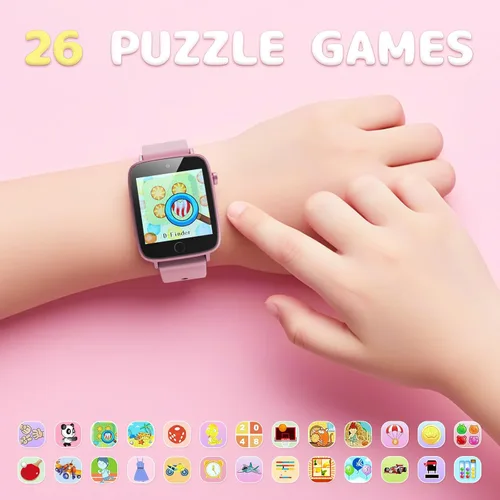 Miniatura 5 de ZUODUN Relojes Inteligentes para Niñas de 4 a 12 Años, Reloj Inteligente para Niños con Cámara, 26 Juegos de Rompecabezas, Reloj Despertador, Rosa