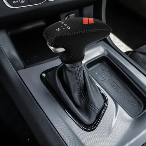 LEXLEY Funda de palanca de cambios de cuero para Dodge 2015-2023 Charger Challenger, 2016-2023 Durango - Costuras negras
