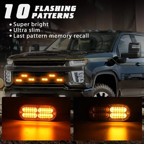 Miniatura 2 de 2 luces estroboscópicas de emergencia, montaje en superficie universal, ámbar, ultra delgado, función de sincronización, advertencia, luces