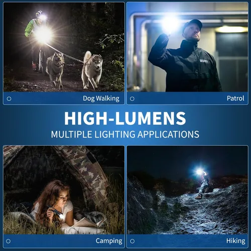 Miniatura 9 de Linternas recargables de alto lúmenes, 99,000 LM linterna LED brillante alimentada, linternas recargables USB y luces flash de mano impermeables