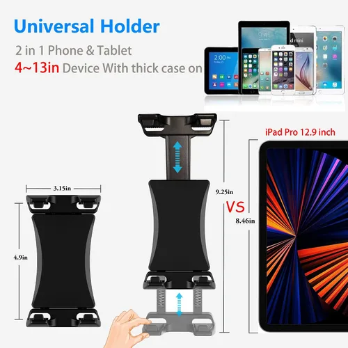 Miniatura 7 de Soporte con Abrazadera para Tableta iPad en Manillar de Cinta de Correr y Bicicleta para Bicicleta Estática, Elíptica, Bicicleta Spinning Peloton